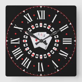 Poker Ace Of Spades With Roman Numerals Fyrkantig Klocka