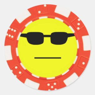 poker ansikte runt klistermärke