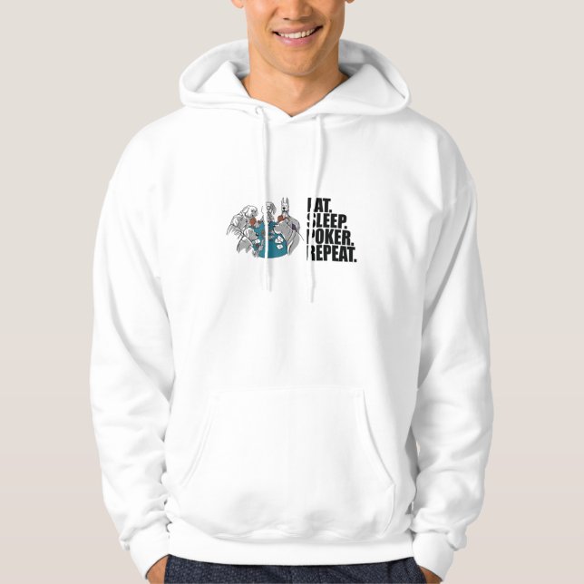 Poker - Ät. Sov. Poker. Upprepa. Hoodie (Framsida)