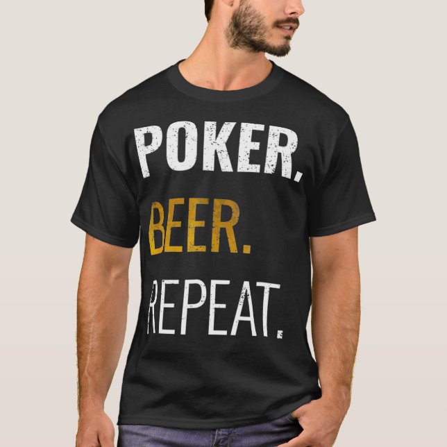Poker Beer Repeat for Teas Holdem Casino Fläkt T Shirt (Framsida)