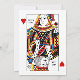 Poker Card Queen i Kung på Hearts Bröllop Inbjudningar