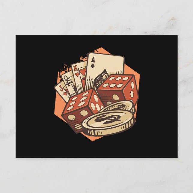 Poker Cards Chips Casino Gambling Cards Player Gif Vykort (Framsida)