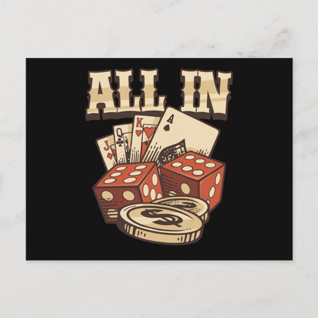 Poker Cards Chips Casino Gambling Player Game Gift Vykort (Framsida)