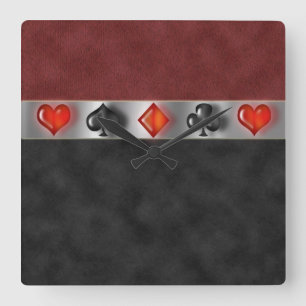 Poker Cards följelekDigital svart röd Suede Fyrkantig Klocka