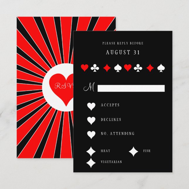 Poker Casino Färgade Röda och Svarta Vegas  OSA Kort (Fram/baksida)