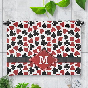 Poker Casino Kostym Mönster Monogram Kökshandduk