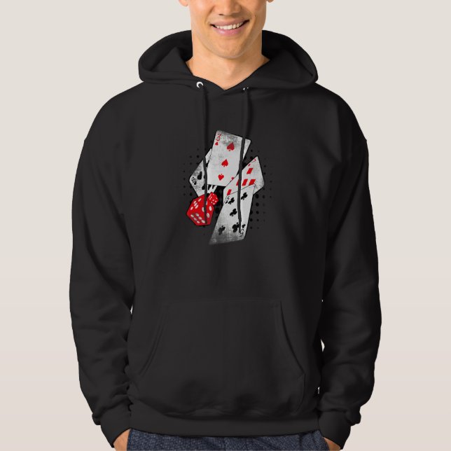 Poker Casino Playing Cards Dice 8375 BETS Winner H Hoodie (Framsida)