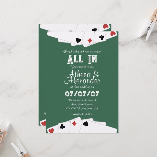 Poker/Casino Themed Wedding-inbjudan Inbjudningar (Fram/Back In Situ)