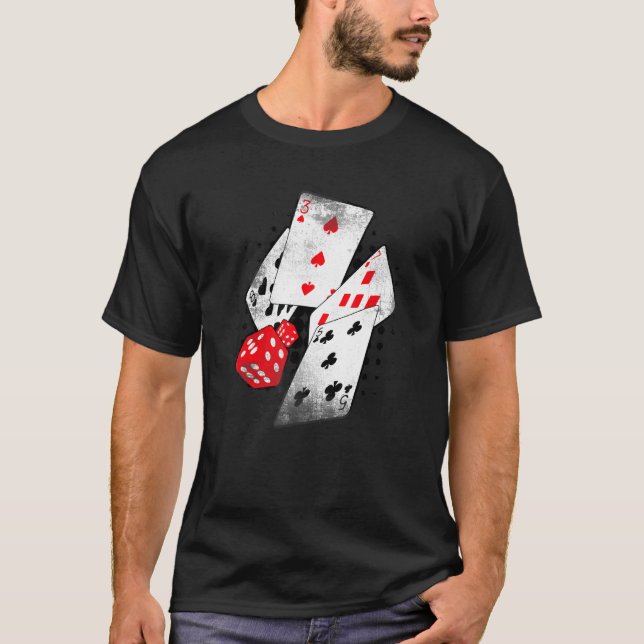 Poker Casino-uppspelningskort Dice 8375 BETS Winne T Shirt (Framsida)