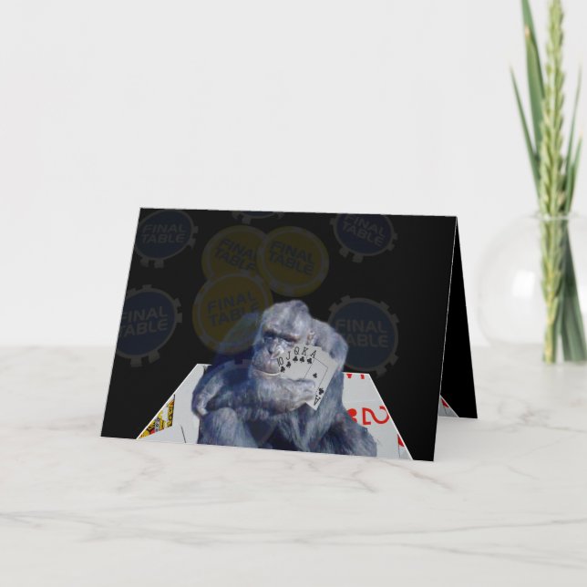 Poker Chimp Champion 3D Effekt födelsedagskort Kort (Framsida)
