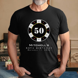 Poker Chip 50:e Födelsedagsfesten Black T-Shirt