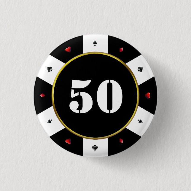 Poker Chip 50:e Födelsedagsfesten Knapp (Framsida)