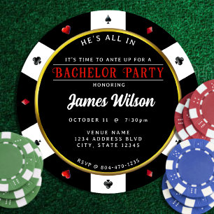 Poker Chip Bachelor Party Inbjudningar