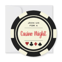 Poker Chip Black White Casino Night Birthday