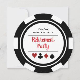 Poker Chip Black White Pension Party Inbjudningar