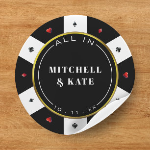 Poker Chip Bröllop Runt Klistermärke