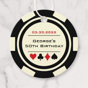 Poker Chip Casino Black White Birthday Gåvor Etiketter