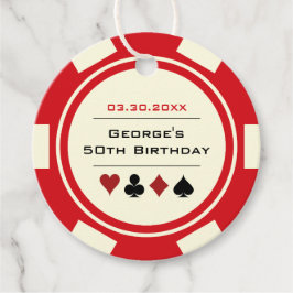 Poker Chip Casino Red Benvitare Birdday Gåvor Etiketter