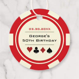 Poker Chip Casino Red Benvitare Birdday Gåvor Etiketter