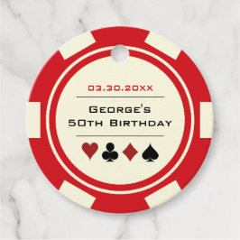 Poker Chip Casino Red Benvitare Birdday Gåvor Etiketter