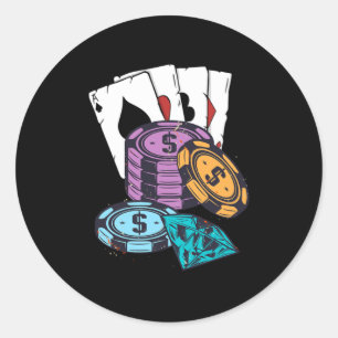 Poker Chip Casino Spelare Holdem Bluff Cards Gift Runt Klistermärke