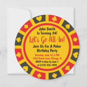 Poker Chip Födelsedagsfest inbjudan