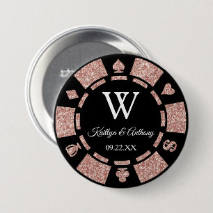 Poker Chip kasino-bröllopsförmån för Ro Guld Glitt Knapp
