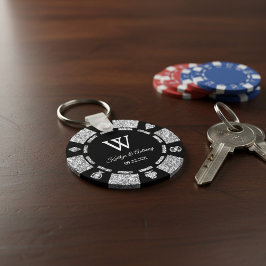 Poker Chip kasino-bröllopsförmån för silver Glitte Nyckelring