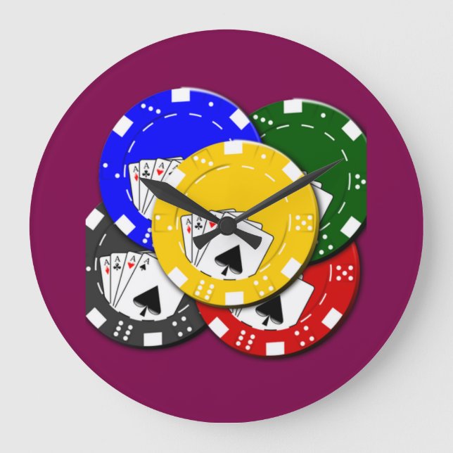 Poker Chip  Large Clock Stor Klocka (Framsida)