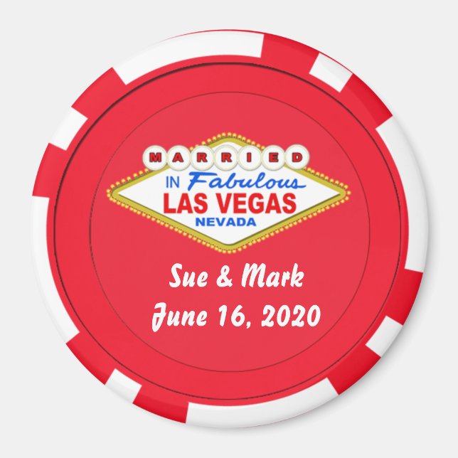 Poker Chip Magnet Gift Bröllop i Las Vegas (Framsidan)