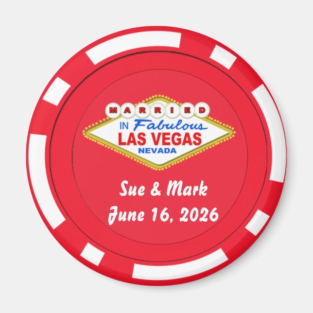 Poker Chip Magnet Married in Las Vegas 2022 (Framsidan)