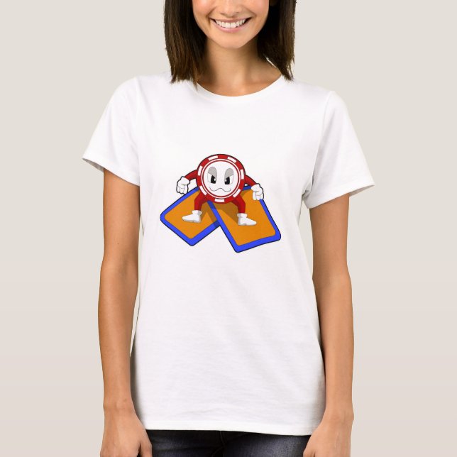 Poker chip med bokkort t shirt (Framsida)
