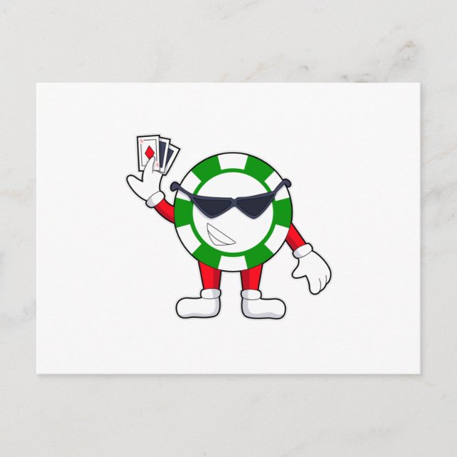 Poker chip med bokkort vykort (Framsida)