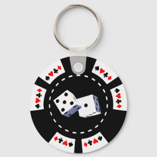 POKER CHIP MED DICE-ORNATION NYCKELRING