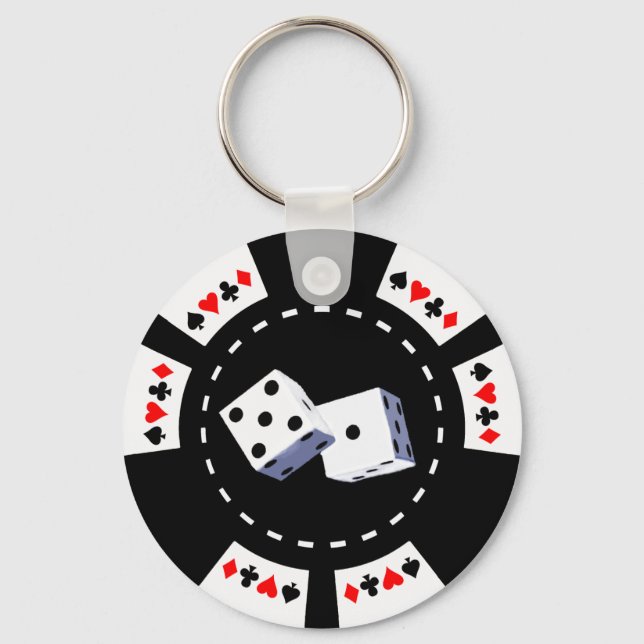 POKER CHIP MED DICE-ORNATION NYCKELRING (Framsida)