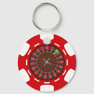 POKER CHIP MED ROULETTE WHEEL NYCKELRING