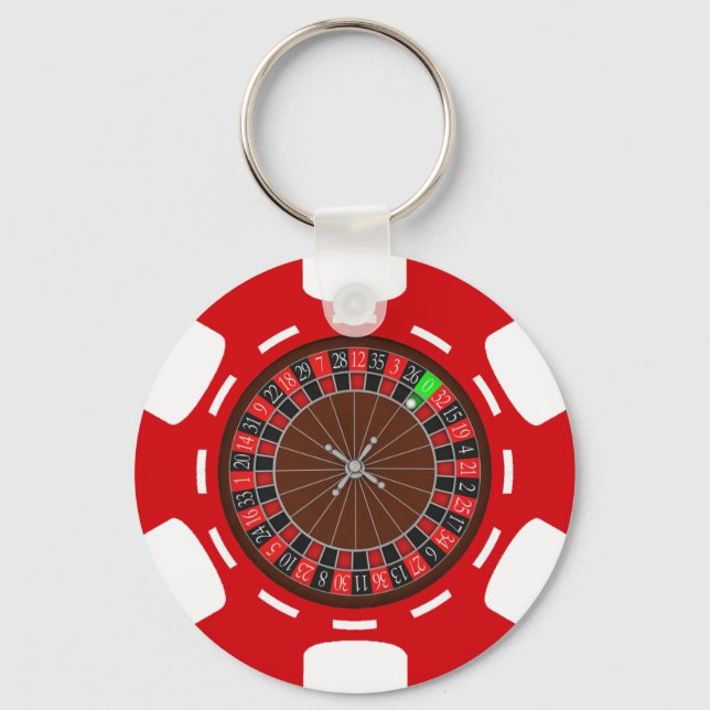 POKER CHIP MED ROULETTE WHEEL NYCKELRING (Framsida)