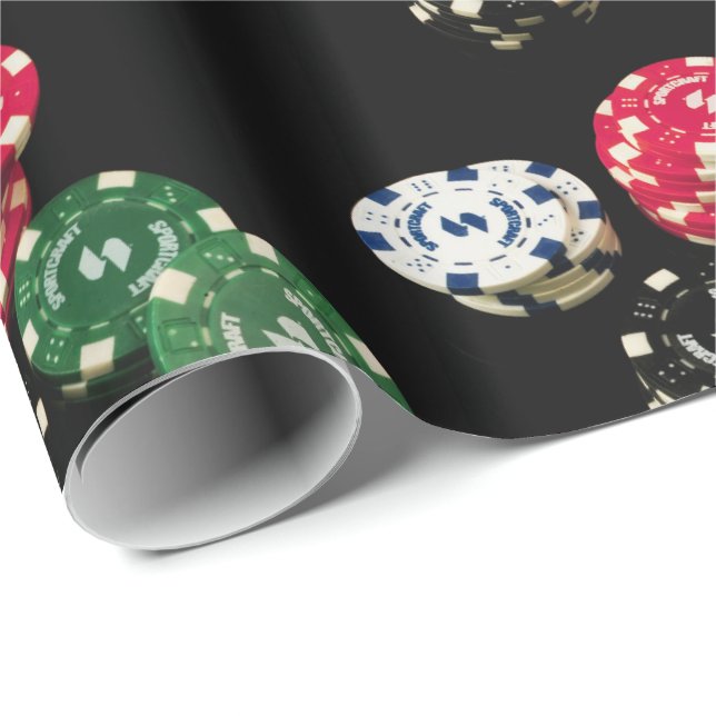 Poker Chip Mönster Presentpapper (Rullad Hörn)