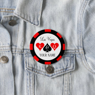 Poker chip namn-knappar för Vegas bröllopsfest Knapp