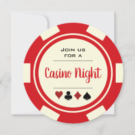 Poker Chip Red Off-White Casino Nattdag Inbjudningar