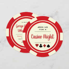 Poker Chip Red Off-White Casino Nattdag Inbjudningar