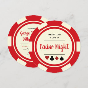 Poker Chip Red Off-White Casino Nattdag Inbjudningar