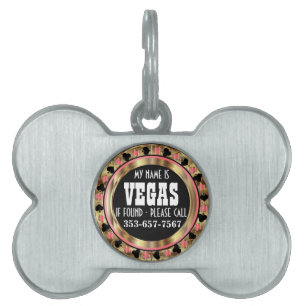 Poker Chip Rosa Design   Anpassa Pet ID-tagg ID-bricka Husdjur