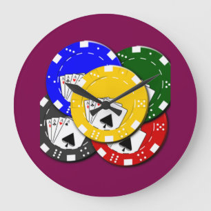 Poker Chip Stor Klocka