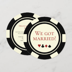 Poker Chip Vegas Bröllopsflykt Meddelande Inbjudningar