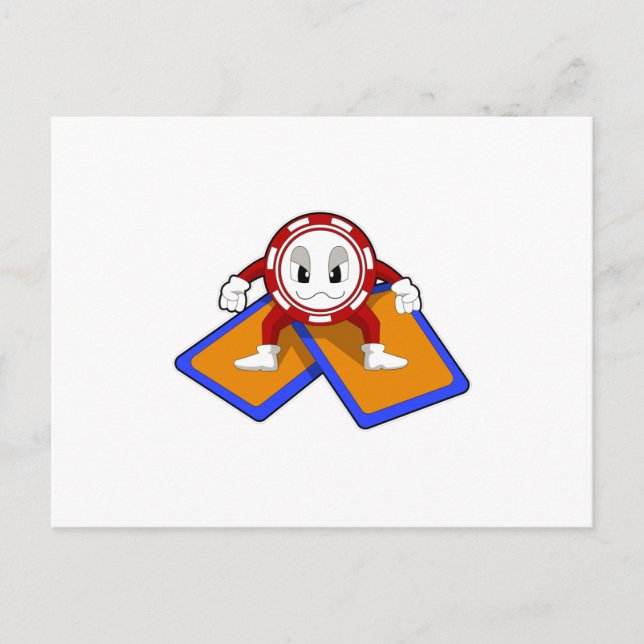 Poker chips with Poker cards Vykort (Framsida)