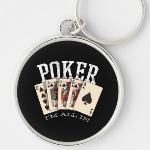 Poker-citat för spelare rund silverfärgad nyckelring