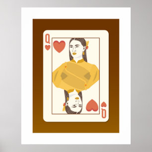 Poker Court Card, Queen of Hearts, Thai Stil Poster