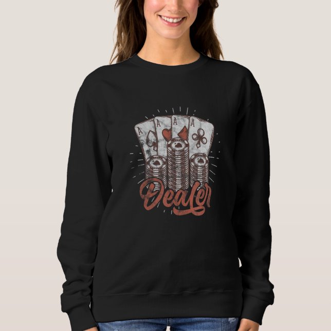Poker Dealer Casino Dealer Poker Chips Distressed T Shirt (Framsida)