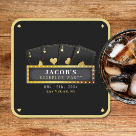 Poker Ess Black & Gold Svärmansfest Underlägg Papper Kvadrat